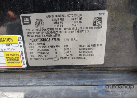 2016 GMC Acadia Denali z USA, uszkodzony, nr VIN 1GKKRTKD0GJ187569